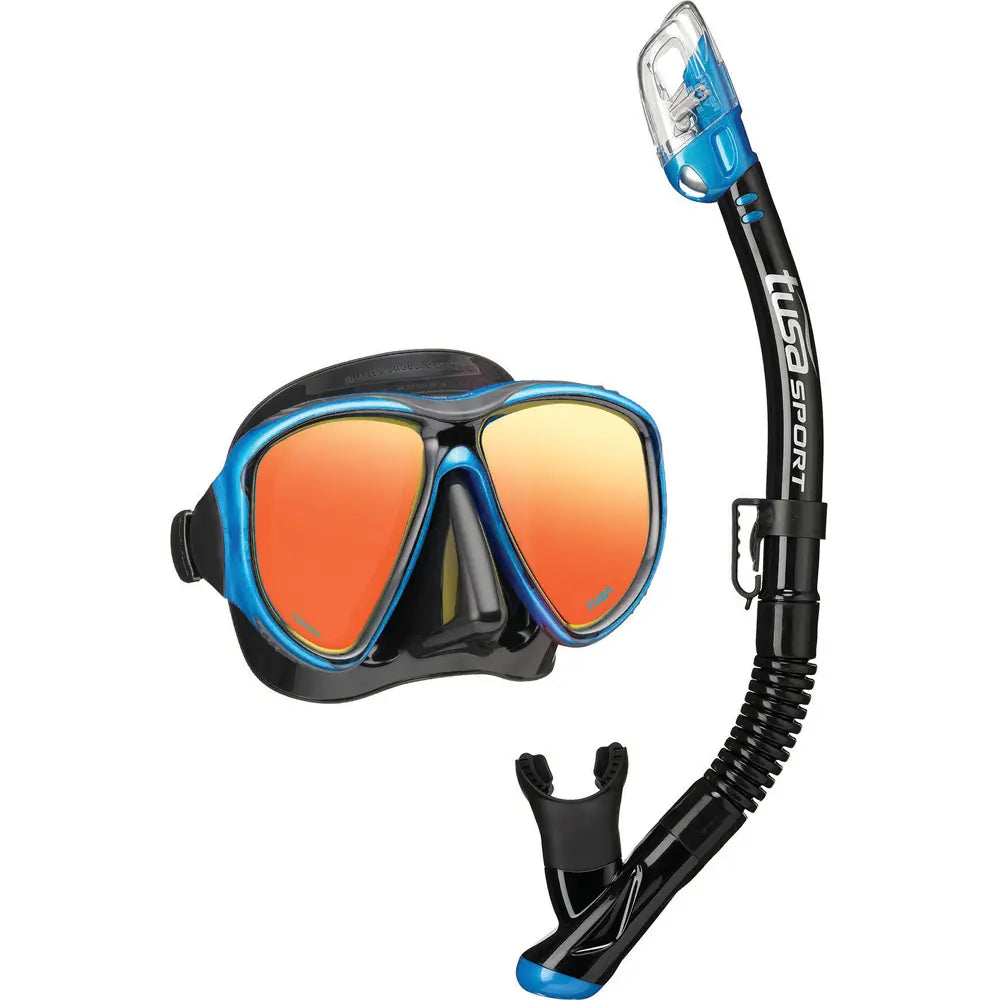 Tusa Adult Snorkel & Mask Set, Black Pro Series Mirror