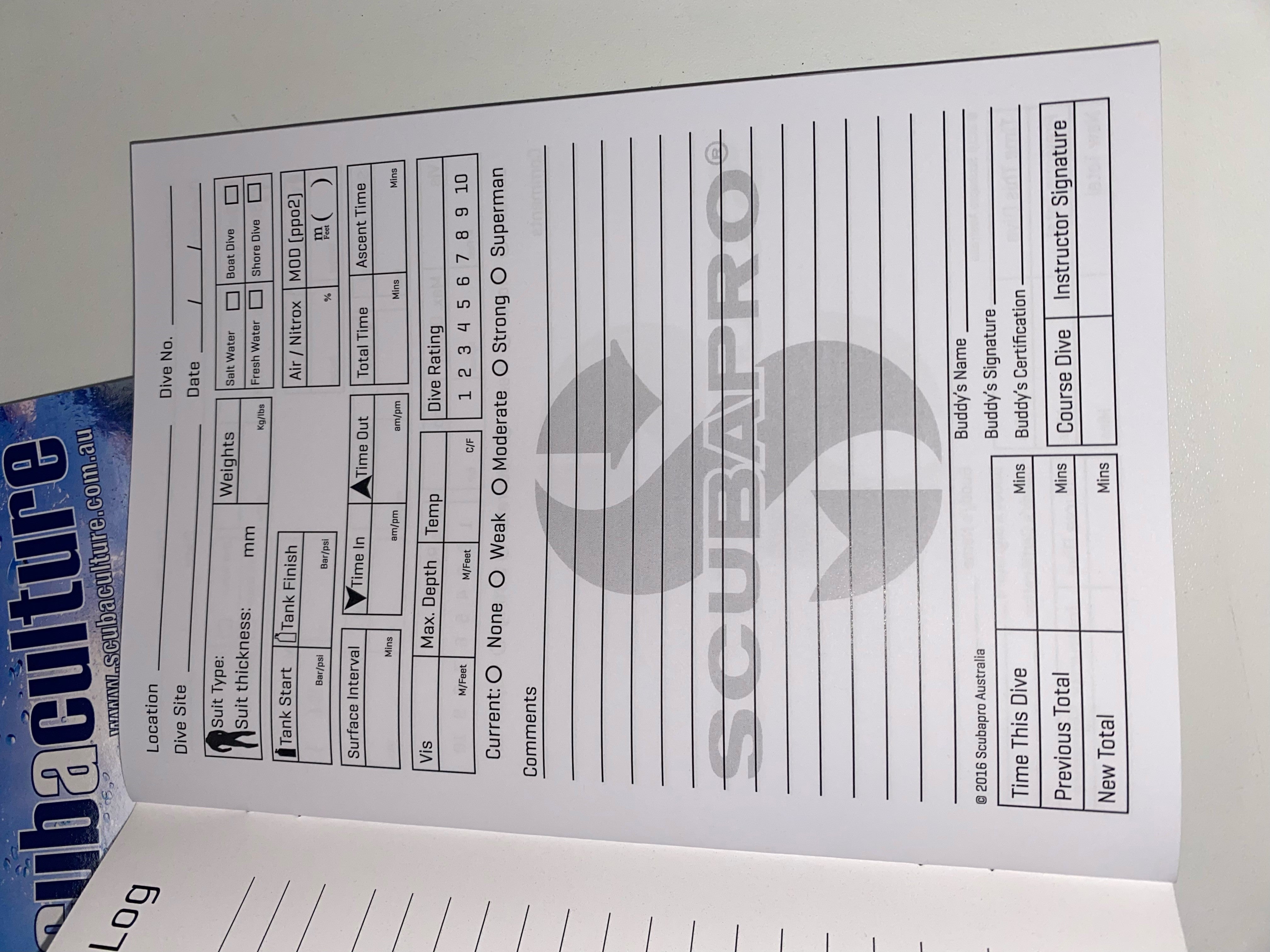 Scuba Culture Dive Log Book