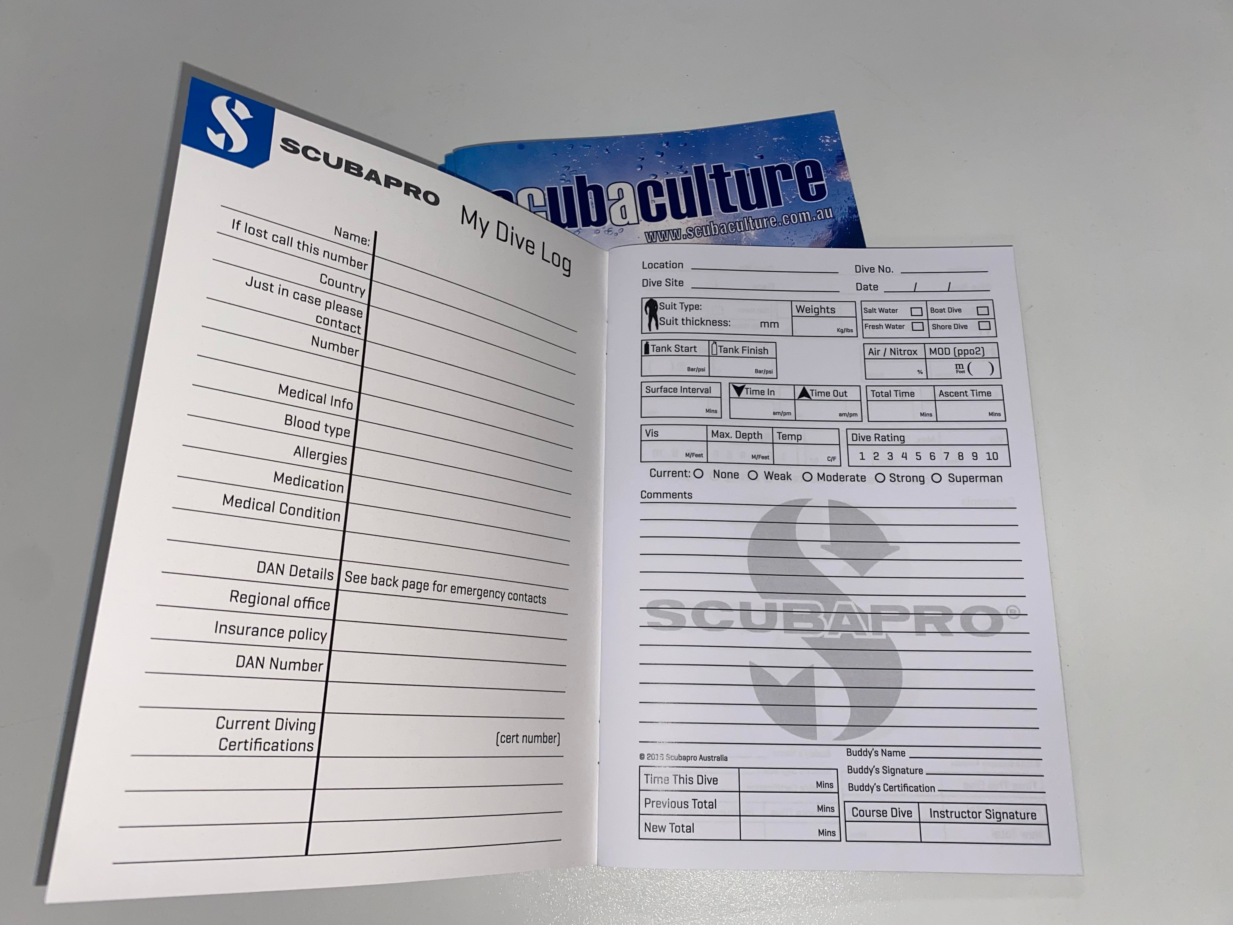 Scuba Culture Dive Log Book