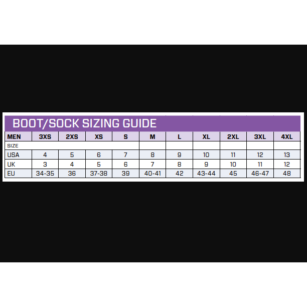 Scubapro everflex discount size chart